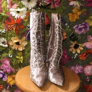 Crush Velvet High Heeled Boots